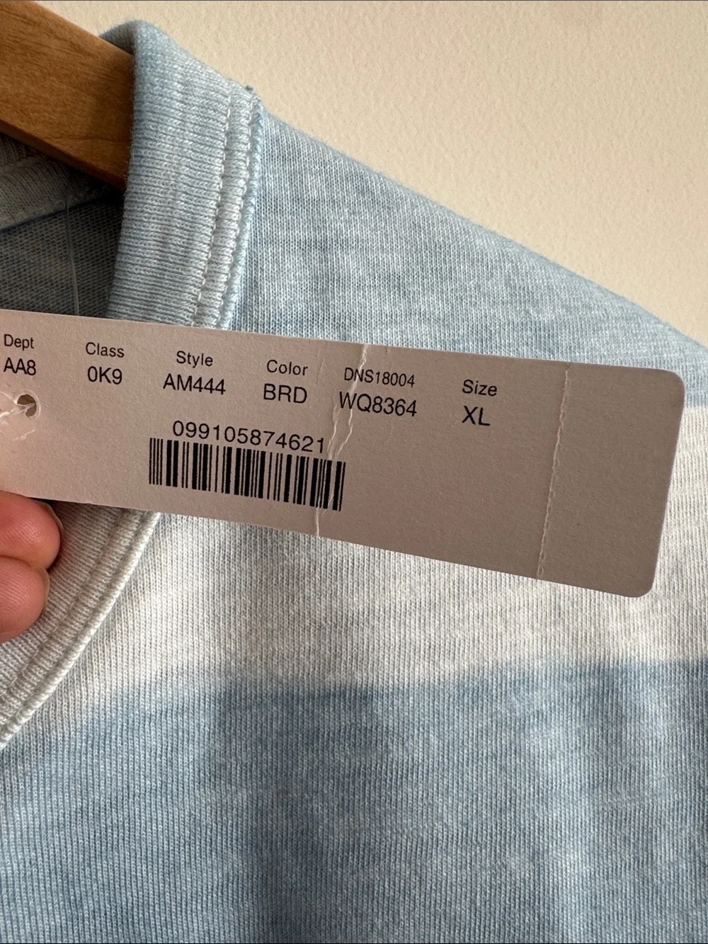 J. Crew Wide Stripe Pocket Tee - Light Blue & White